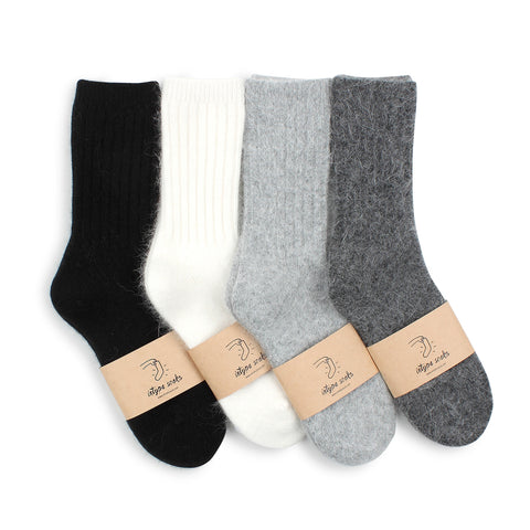 Basic Soft Angora Crew Socks  YE14 - intypesocks