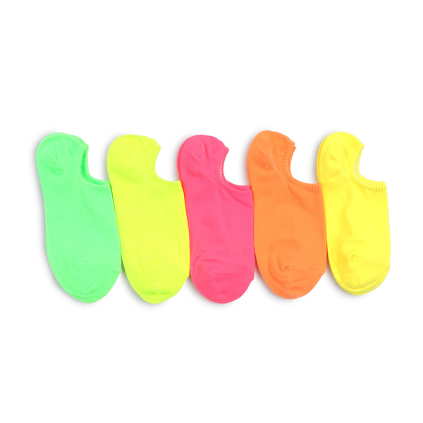 (5 Pairs) Women Neon Fluorescent Extra Lowcut Socks Fashion NP15 - intypesocks