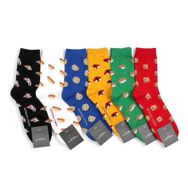 (6 Pairs) Men Food Pattern Fashion Socks  with Fine Cotton ZF16 - intypesocks