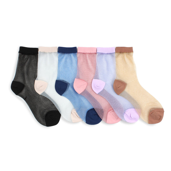 (6 Pairs) Cool See through Mesh Socks Women Dressy Net Sexy KF16 - intypesocks