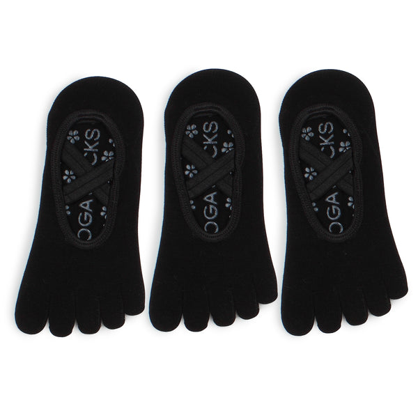Yoga Five Toe Socks Toe Socks For Women Pilates, Fitness, Dance, Indoor Exercises with Anti-Skid Grips (3 pairs) XA13 - intypesocks
