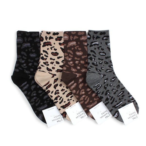 Animal casual Socks Leopard Pattern Women Cotton (4 pairs) GP 14 - intypesocks