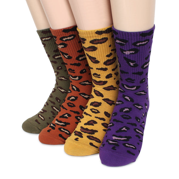 Animal casual Socks Leopard Pattern Women cotton (4 pairs) GP 58 - intypesocks