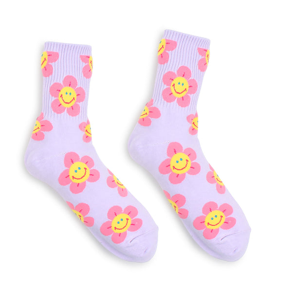 Funny Emoji smiling sunflower socks (Crew 6Pairs) JB 16 - intypesocks