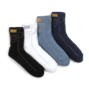 Blue Jeans Pattern Crew Socks (4 pairs) JC14 - intypesocks