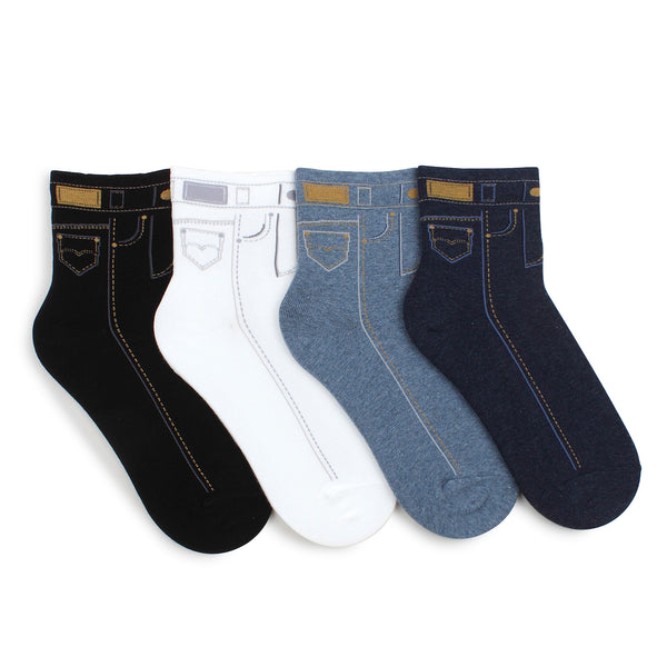Blue Jeans Pattern Crew Socks (4 pairs) JC14 - intypesocks