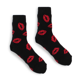 Women Kiss Printing Casual Crew Socks (2 Pairs) JI78 - intypesocks