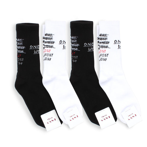 Unisex Lettering Cotton Socks (Board 4 Pairs) YL 1122 - intypesocks
