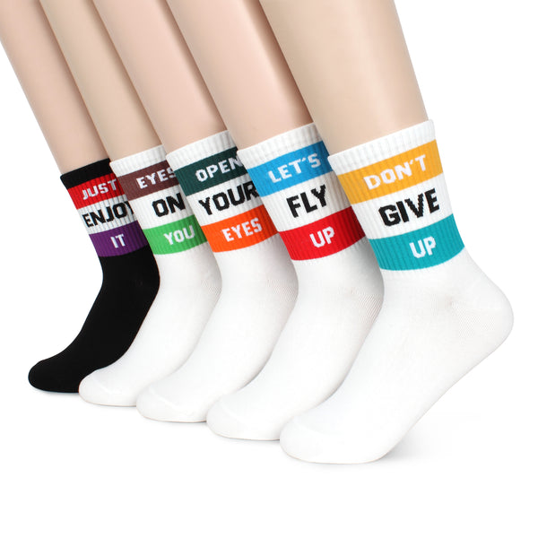 Message for U Rugby Stripe Street Fashion Socks (Crew 5pairs) NF15 - intypesocks