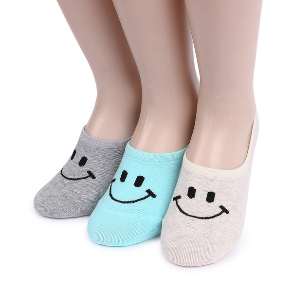 Smiling No show Socks (6 Pairs) Women Non slip Socks Loafer Girls OR16 - intypesocks
