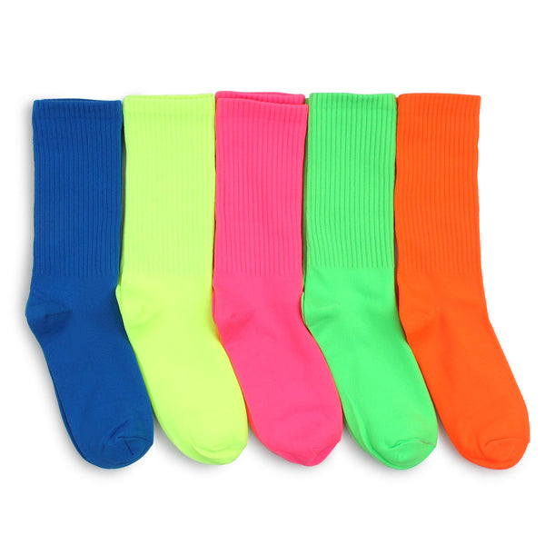 (5 Pairs) Women Neon fluorescence crew Socks Fancy WQ15 - intypesocks