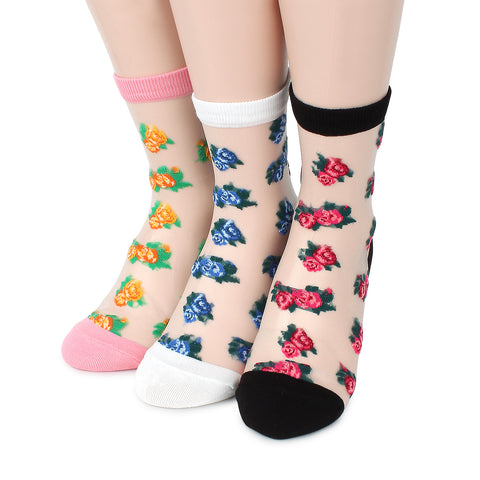Ashley see through paisley women socks (3 Pairs) BA46 - intypesocks