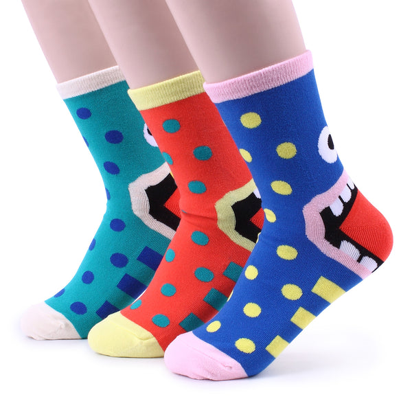 Women's fashion casual funny crazy socks collection (monster tongues 4pairs) CD14 - intypesocks