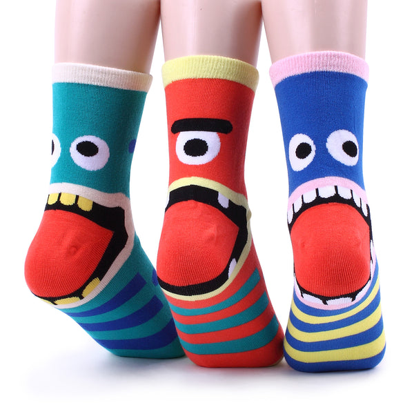 Women's fashion casual funny crazy socks collection (monster tongues 4pairs) CD14 - intypesocks