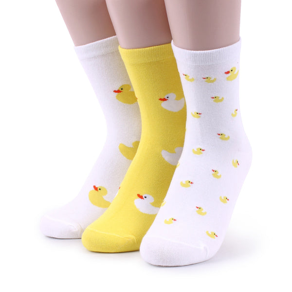 Rubber Ducks Pattern Crew Socks (5 pairs) Women Funny Cotton Birds Girls Sock CH15 - intypesocks