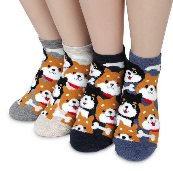 Shiba Inu Puppies Ankle Socks (4 pairs) CI58 - intypesocks