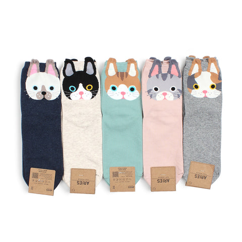 Cat Paw Paw kittenester Pastel Crew Socks (5 pairs) CO15 - intypesocks