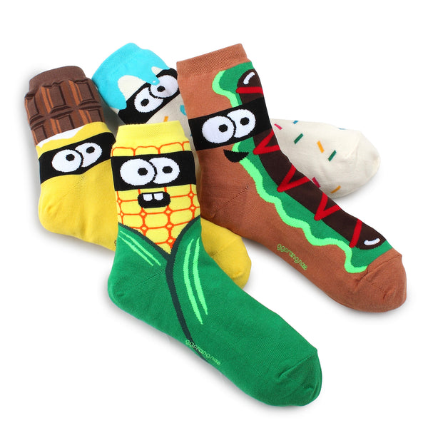 Women's fashion funny socks food monsters (4pairs) AS14 - intypesocks
