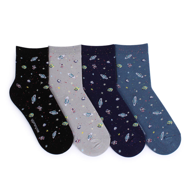 Real Space Crew Socks (4 Pairs) Women Galaxy Socks star Girls Fashion  EJ14 - intypesocks