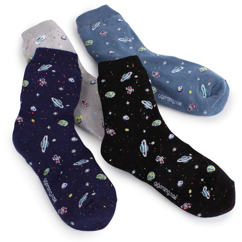 Real Space Crew Socks (4 Pairs) Women Galaxy Socks star Girls Fashion  EJ14 - intypesocks