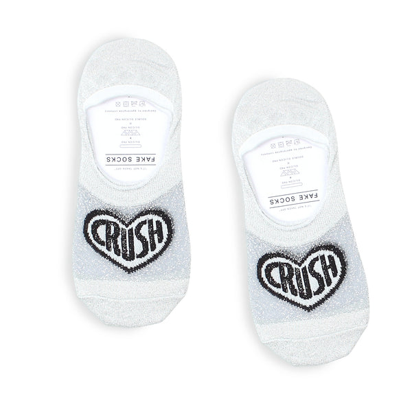 Crush heart women loafer socks glitter foot cover see through IK14