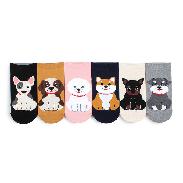 (6 pairs) Women's Puppy Face Socks JH16 - intypesocks