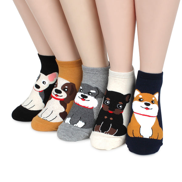 (6 pairs) Women's Puppy Face Socks JH16 - intypesocks