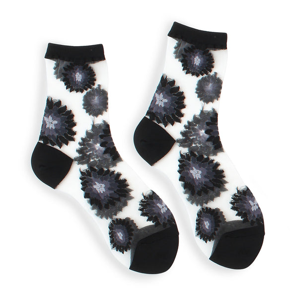 Sunflower see through women loafer shoes socks (5 Pairs) Ki15 - intypesocks