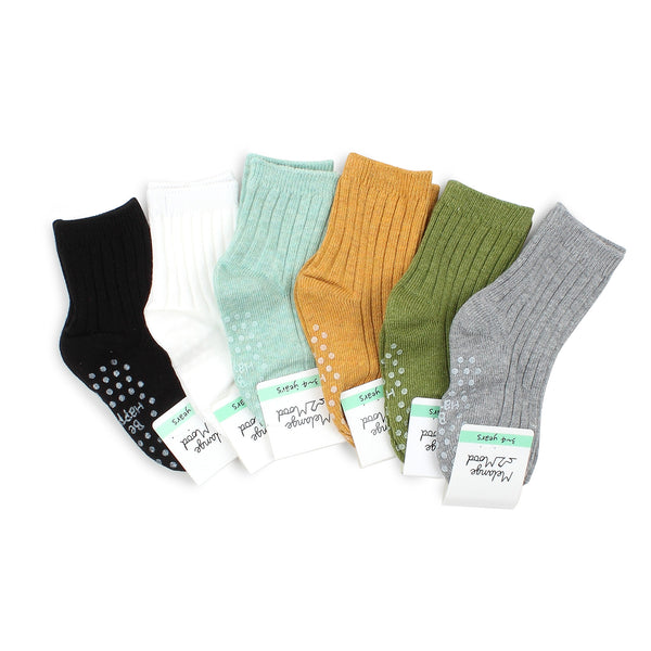 Kids Cotton Non Slip Basic Color Socks B16