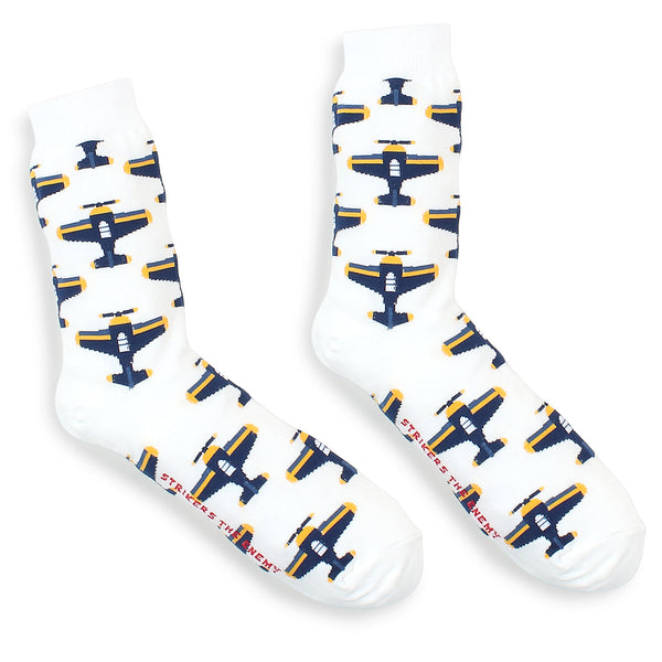 (4 Pairs) Men Air Force Pattern Fashion Socks with Fine Cotton NN14 - intypesocks