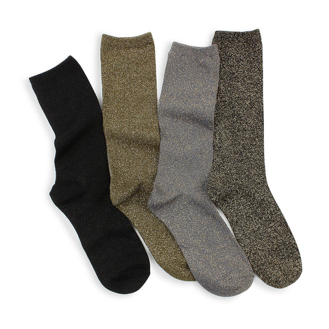 Ani basic lurex shimmer women high socks (4pairs) XK14 - intypesocks