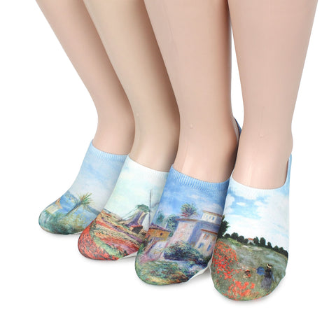 Women Famous Painting Art Printed Funny Novelty Casual Cotton Crew Socks YA14 - intypesocks