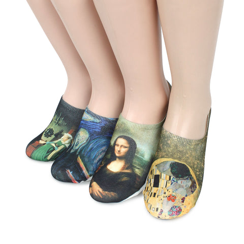 Women Famous Painting Art Printed Funny Novelty Casual Cotton Crew Socks YB14 - intypesocks