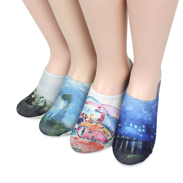 Women Famous Painting Art Printed Funny Novelty Casual Cotton Crew Socks YC14 - intypesocks