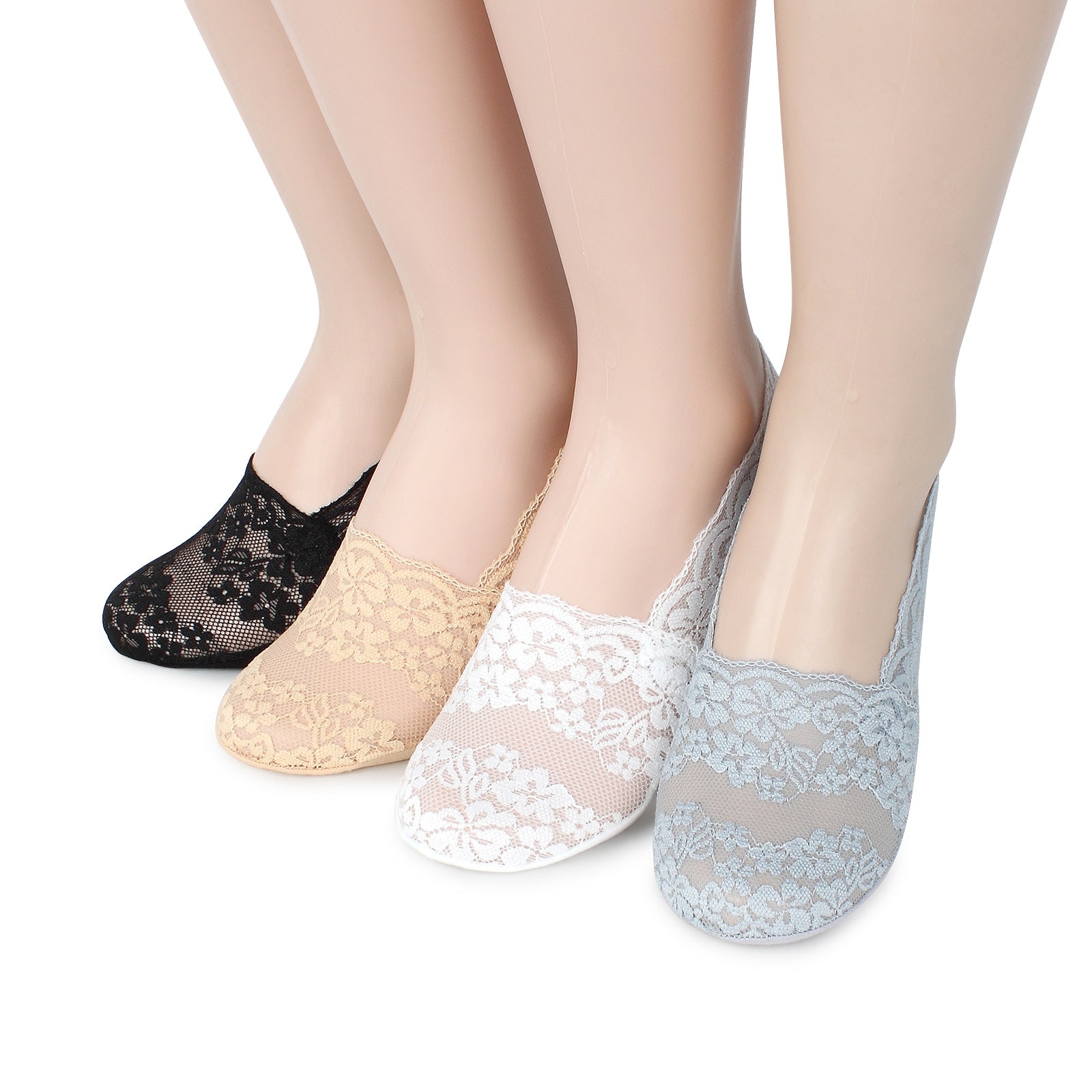 ( 4 colors) Whole Lace Shoe Liner No Show Floral non slip socks YO14